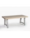 Table rectangulaire en teck blanchi et aluminium couleur pierre