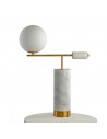 Gold metal and marble table lamp, glass ball