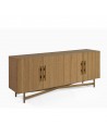 Natural oak slatted sideboard and golden metal leg