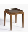 Square side table with oak finished tray