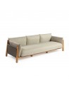 Three-seater teak sofa with exterior upholstery