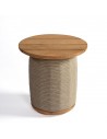 Round rope and teak side table 50