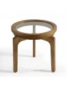 Round natural oak wood and glass coffee table - 50