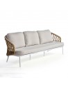 3 seater aluminum sofa white aluminum and rope