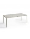 White aluminum and stone outdoor table