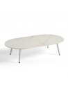 White aluminum and stone oval coffee table