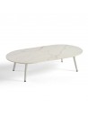 Table basse ovale en aluminium blanc et pierre