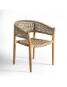 Outdoor chair with rounded backrest in sand color