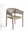 Grayish wood and grayish white rope chair