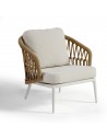 White aluminum armchair and natural rope