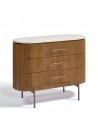 Oval chest of drawers with 3 wood and stone drawers