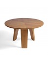 Round dining table finished in light oak with 3 legs