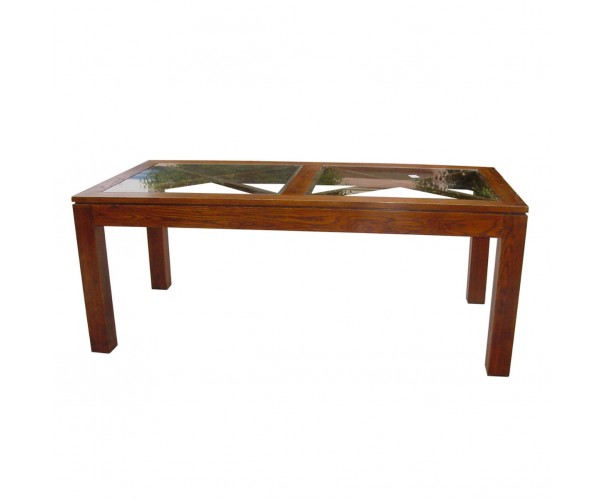 Mesa de comedor de roble y sobre cristal Foto: SE-1149-1-OAK-mesa-comedor-rectangular-madera-y-cristal (1)