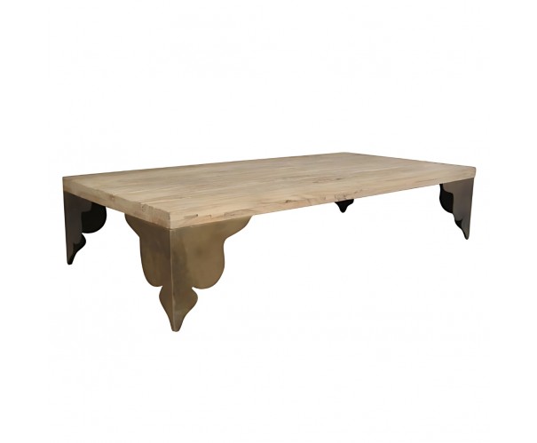 Mesa de centro de madera de olmo y cobre Foto: SE-1245-OD-mesa-centro-madera-pata-metal-cobre