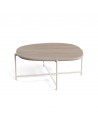 Table basse en teck vieilli et aluminium blanc