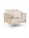 Aluminium and rope armchair off-white