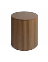 Cylindrical side table finished in natural oak with palilleria effect