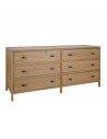 Natural oak chest of drawers with 6 drawers, height 75