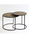 Set of Round Tables of Wood and Metal